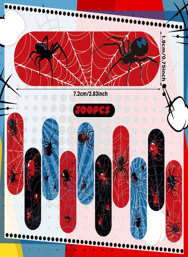 Patelai 300 Pieces Kids Bandages Bulk 10 Styles Children's Adhesive Flexible Colorful Cute Cartoon Bandages Waterproof Breathable Stickers Protection Care Cuts for Girls Boys(Spider) - Image 3